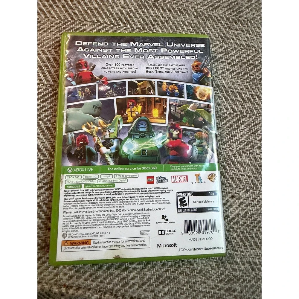 LEGO Marvel Super Heroes Xbox 360 Platinum Hits Best Seller Complete with Manual